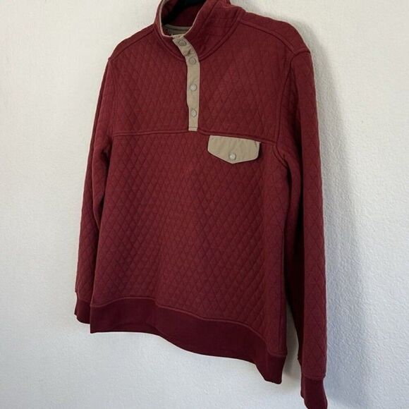 Untuckit Red Sweater Men's Medium Snap Pullover Carufe Quilted Casual Fleece - Picture 6 of 8